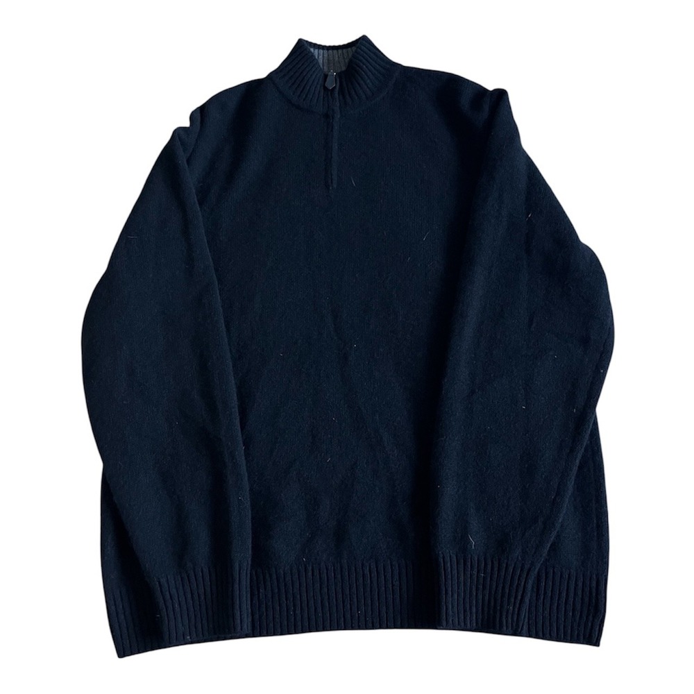 Daniel Bishop Mens 100% Cashmere Quarter Zip Sweater Black Large Comfy Preppy